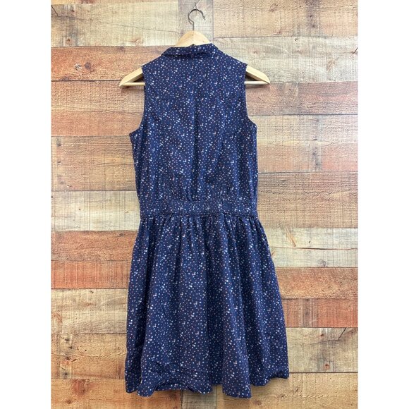 Levis Sleeveless Navy Polka Dot Button-Up Dress S - Picture 6 of 8